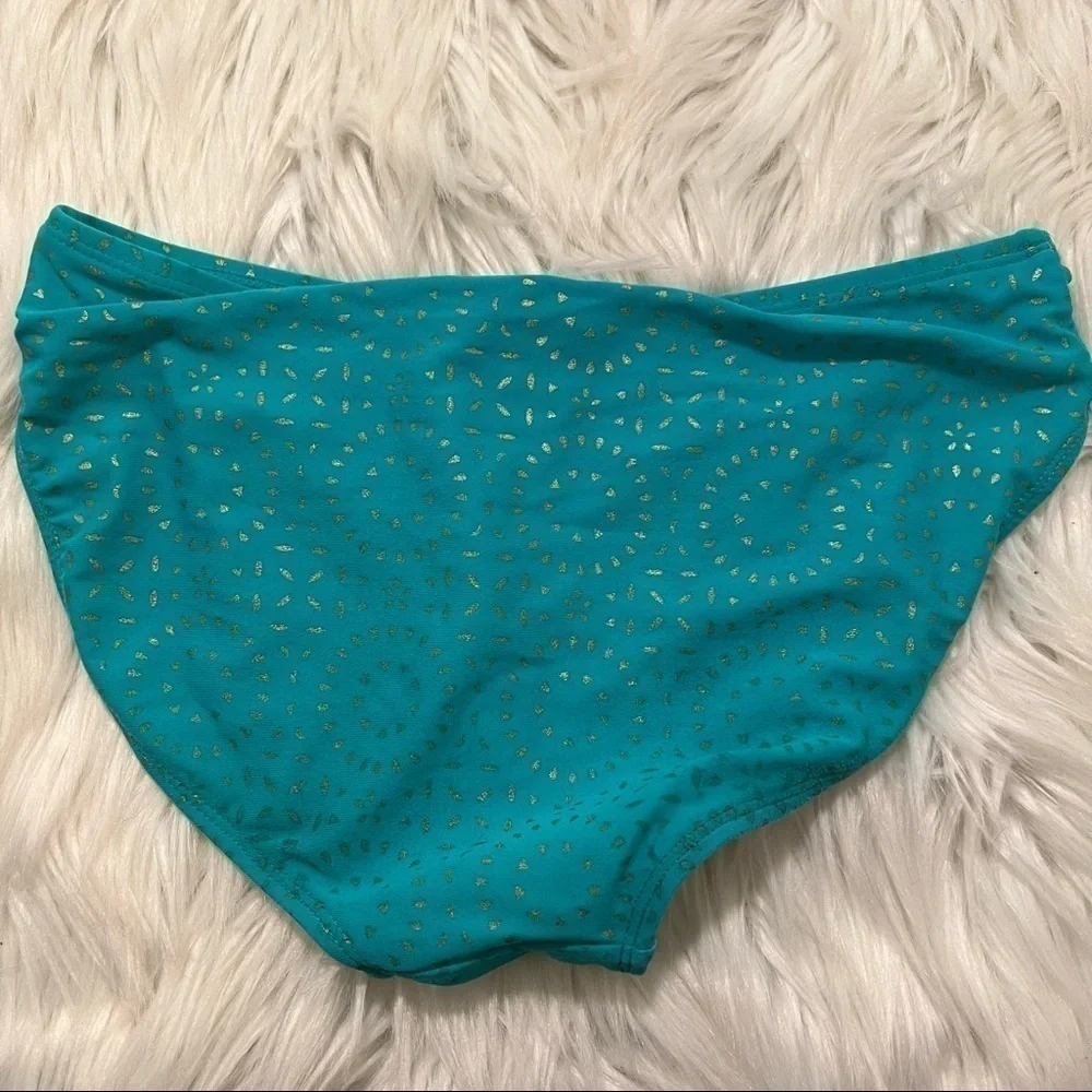 Cleobella Turquoise Girls Size Large Two Piece Swimsuit Turquoise‎ Gold Dots